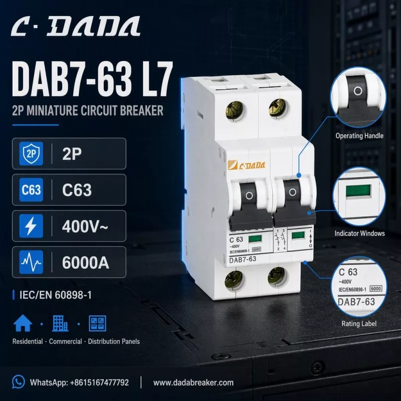 DAB7-63 L7 2P MCB - Čirá, kompaktní ochrana pro rozvodné panely